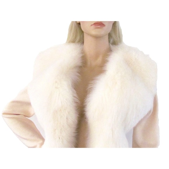 Women's Fur Fox Sweater Jacket Designer Wool Ivory Long Sleeves Sweater Med - Picture 1 of 6